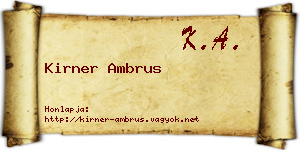Kirner Ambrus névjegykártya